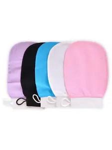 Bleiou Korean Exfoliating Washcloth 5-Piece Set - Colorful Scrub Mitts for Dry Skin Removal - Versatile Bath Gloves for All Skin Types - Easy Hang or Table Placement
