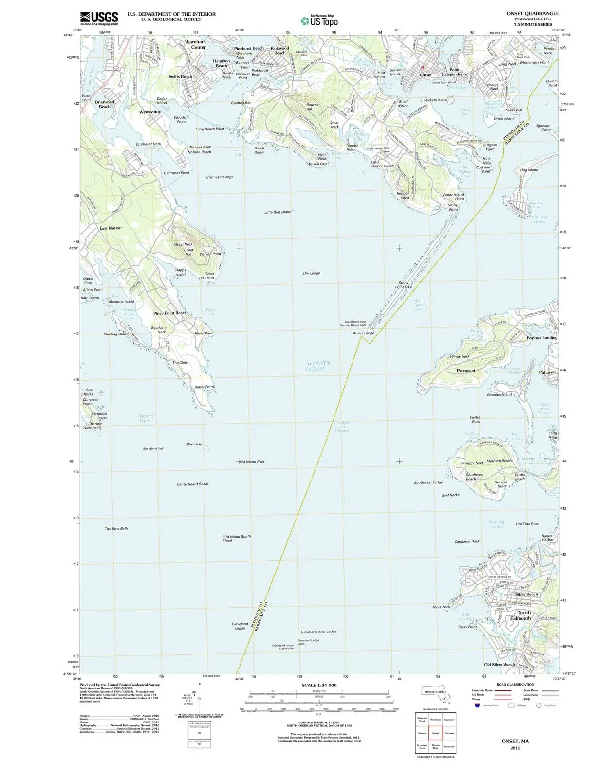 Onset Massachusetts USGS Topographic Quadrangle Map, 2012, 1:24000