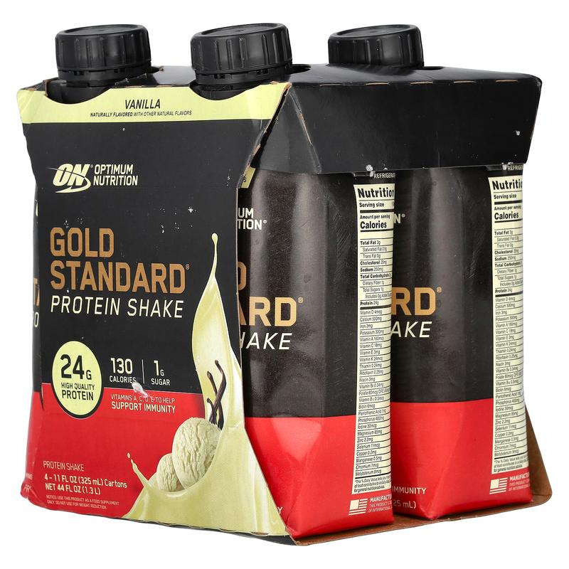 Optimum Nutrition Gold Standard® Protein Shake, Vanilla, 4 Cartons, 11 fl oz (325 ml) Each