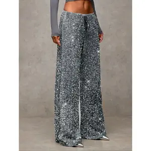 Women's fashionable slim fit sequined pants, elastic straight leg pants, new casual wear, comfortable and fashionable designRAIMENTRY