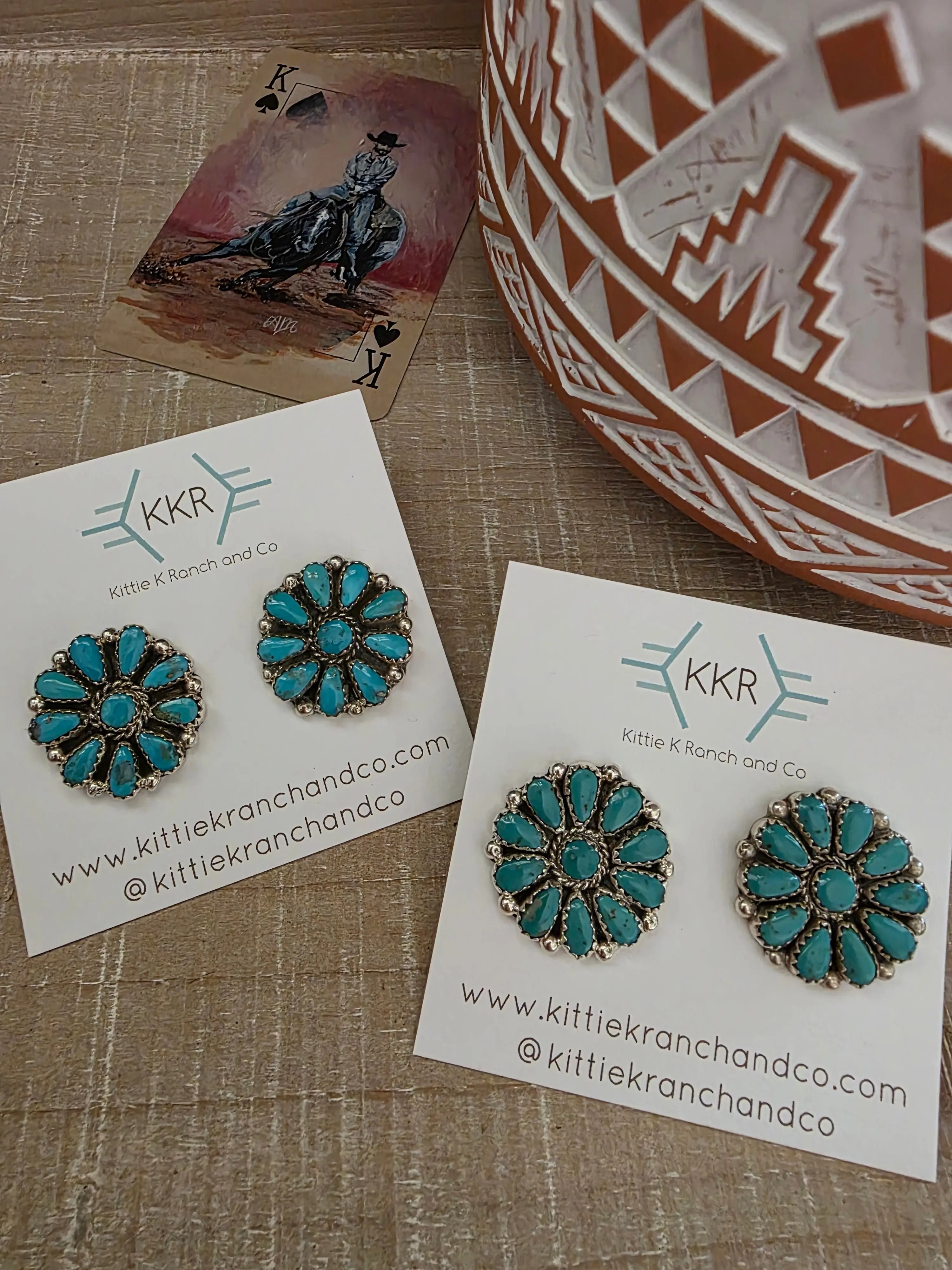 ALICIA WILSON KINGMAN TURQUOISE CLUSTER STUD EARRINGS