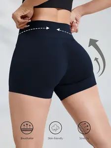 Women's Plus Size Sporty Shorts, High Waist Solid Color, Soft Elastic Fabric, Comfortable Fashion Ladies' Bottoms, Perfect for Daily Wear