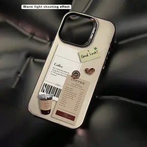 Case for iPhone 16 Pro Max 15 Plus 14 13 12 11 XS XR Stylish Creative Coffee Menu Pattern Anti-Scratch Shockproof Soft Silicone Protective Cellphone Cover Gift For Girls and Women