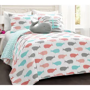 Lush Decor Whale Quilt 4Pc Set Twin