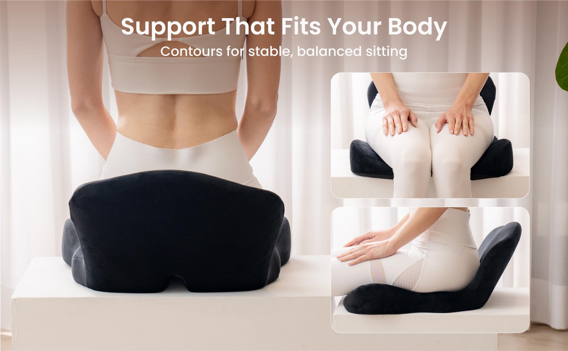 Alcedo Ergonomic Memory Foam Seat Cushion – Firm Support for Tailbone & Sciatica Pressure Relief, Non-Slip, Breathable & Washable Cover, Office Chair & Car Seat Cushion