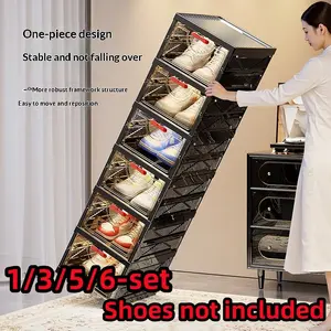Foldable Sneaker Wall Organizer, Crystal Clear Design, Easy Setup in Seconds, Ideal for Messy Shoes, Available in 1/3/5/6 Sets