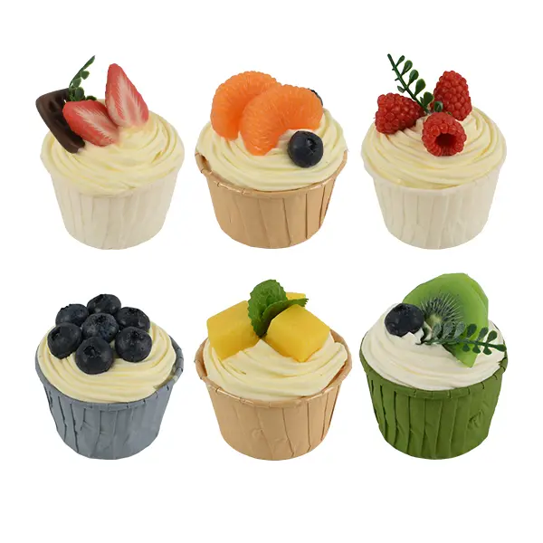 Fake Cupcake Simulation Sprinkle Artificial Food Cake Mixed Model Kitchen Decoration 6 pcs BPA Free Realistic Shape for Photography Props