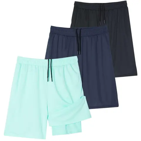 Real Essentials 3 Pack: Men's 2 in 1 Dry-Fit 7" Running Workout Gym Shorts with Compression Liner (Available in Big & Tall)