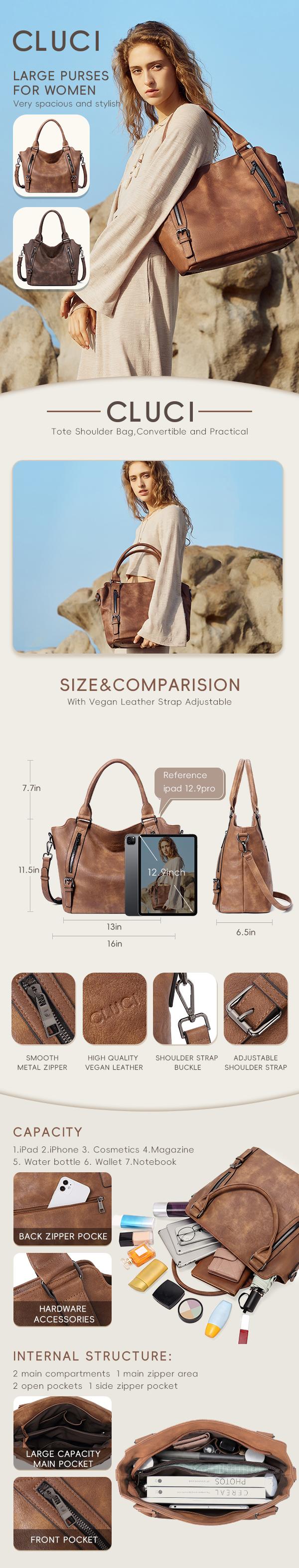 [Valentine's Day Gift Selection] CLUCI HolidayHaul Winter Laptop Tote Bag Purses for Women Vegan Leather Handbags Tote Purse Shoulder Bag Large Ladies Hobo Bags Gift  Large Capacity Computer Bag for Work Everydag Bag Trendy Versatile Daily Commuting Bag