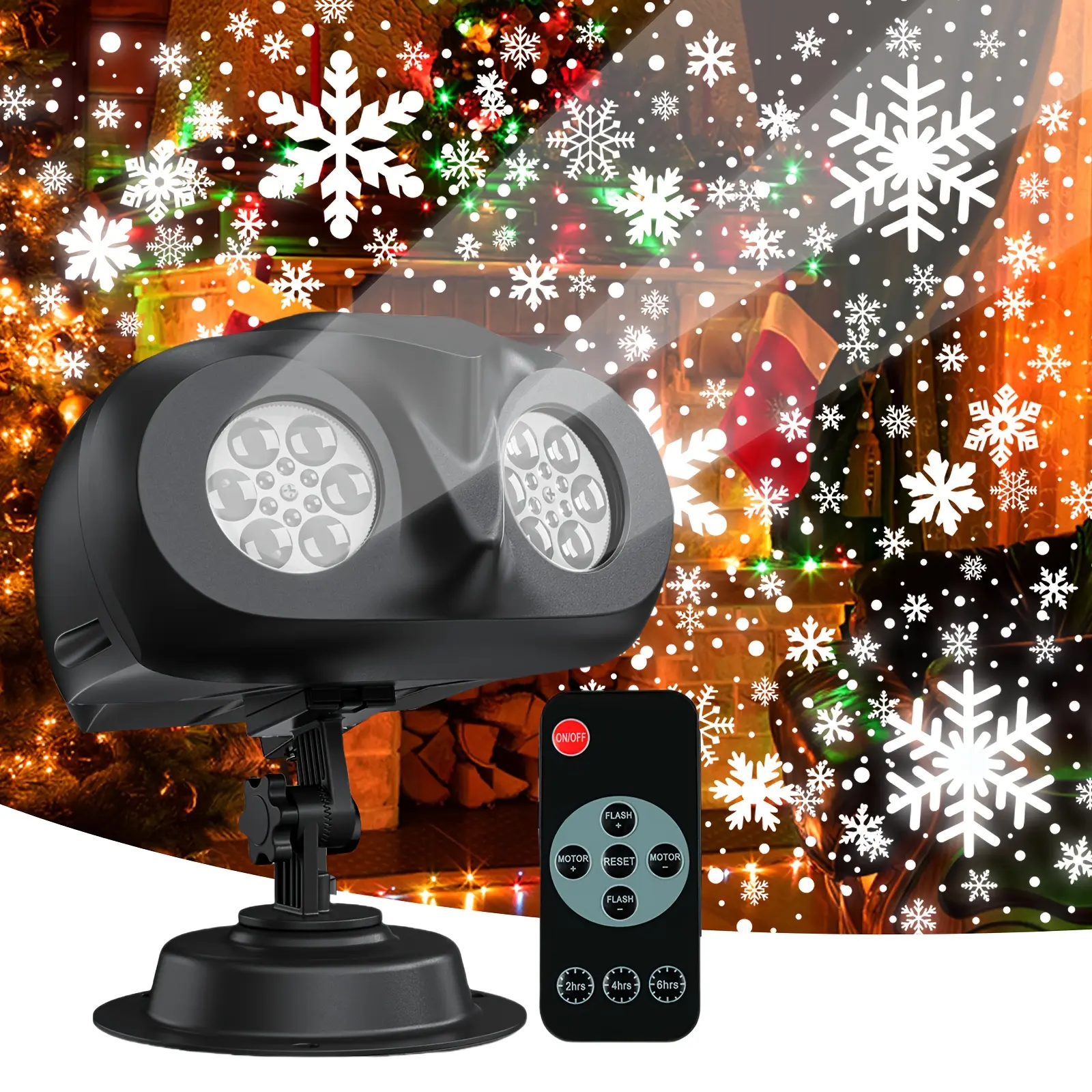 Upgraded Dual-Head Outdoor Snowflake Projector Light with Double-Head Design - 180-Degree Rotation, Large Size, IP45 Waterproof, Enhanced Visibility, Surprise Drawer Cash Storage Box, USB Rechargeable, for Christmas Tree Decorations