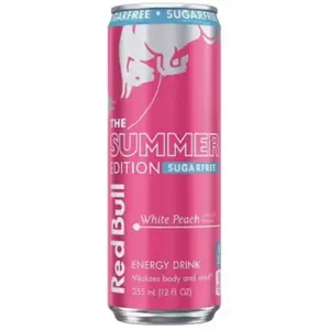 5x Red Bull Sugar Free Summer Edition White Peach - Sports Energy Drinks Caffeinated Beverage Refreshing Liquid Soda Can Cold Drink Sparkling Zero Calorie Diet Focus Performance Vitamined Workout Gym Fitness Bulk Bundle Pack 12oz 5ct
