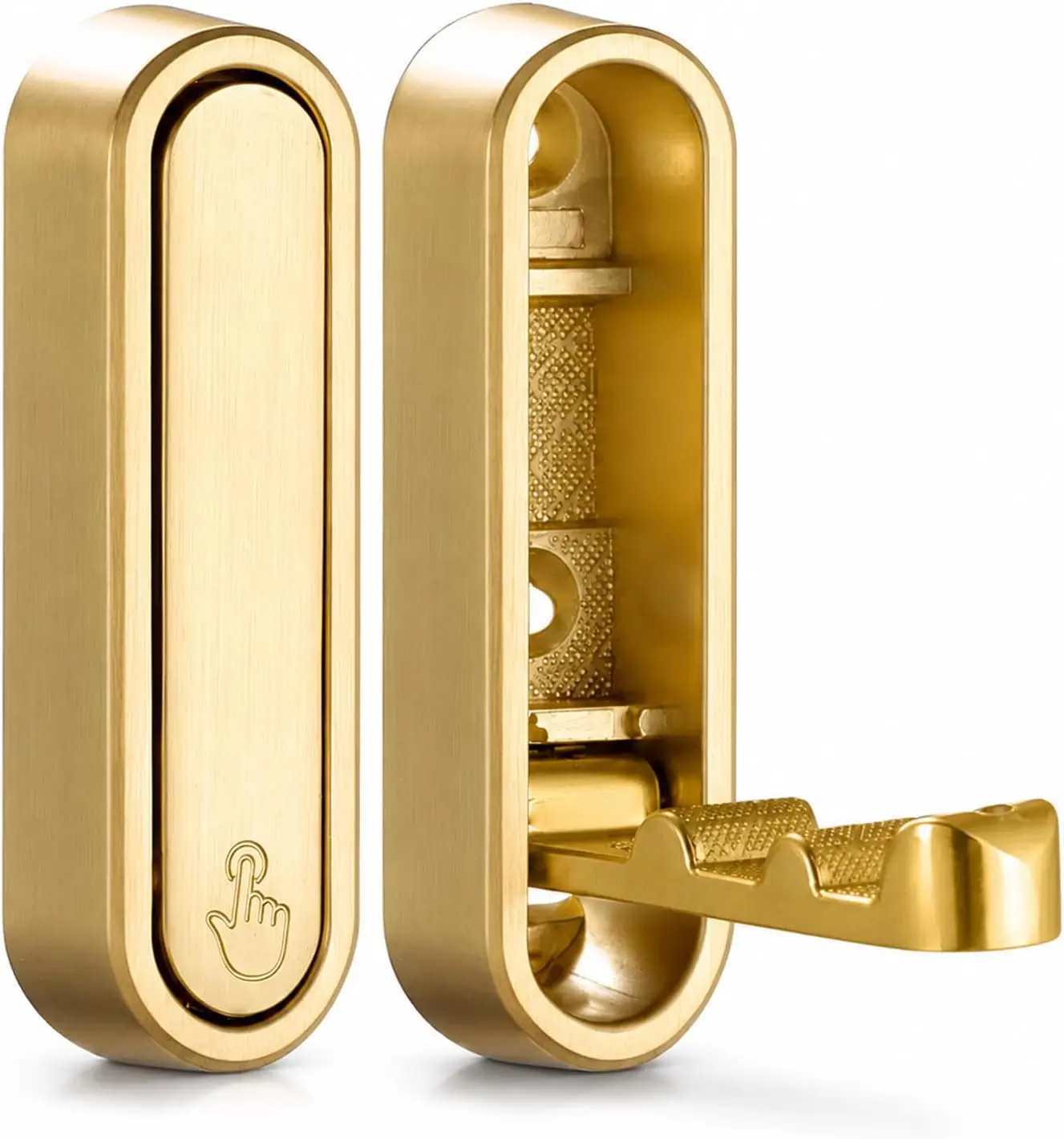 Folding Wall Hooks 2 Pack, Gold Heavy Duty Coat Hooks, Screw Mounted Zinc Alloy Foldable Hooks, 90° Fold Down Design, Holds Up to 44 lbs, Wall Hooks for Clothes, Towels, Bags, Hats & Keys