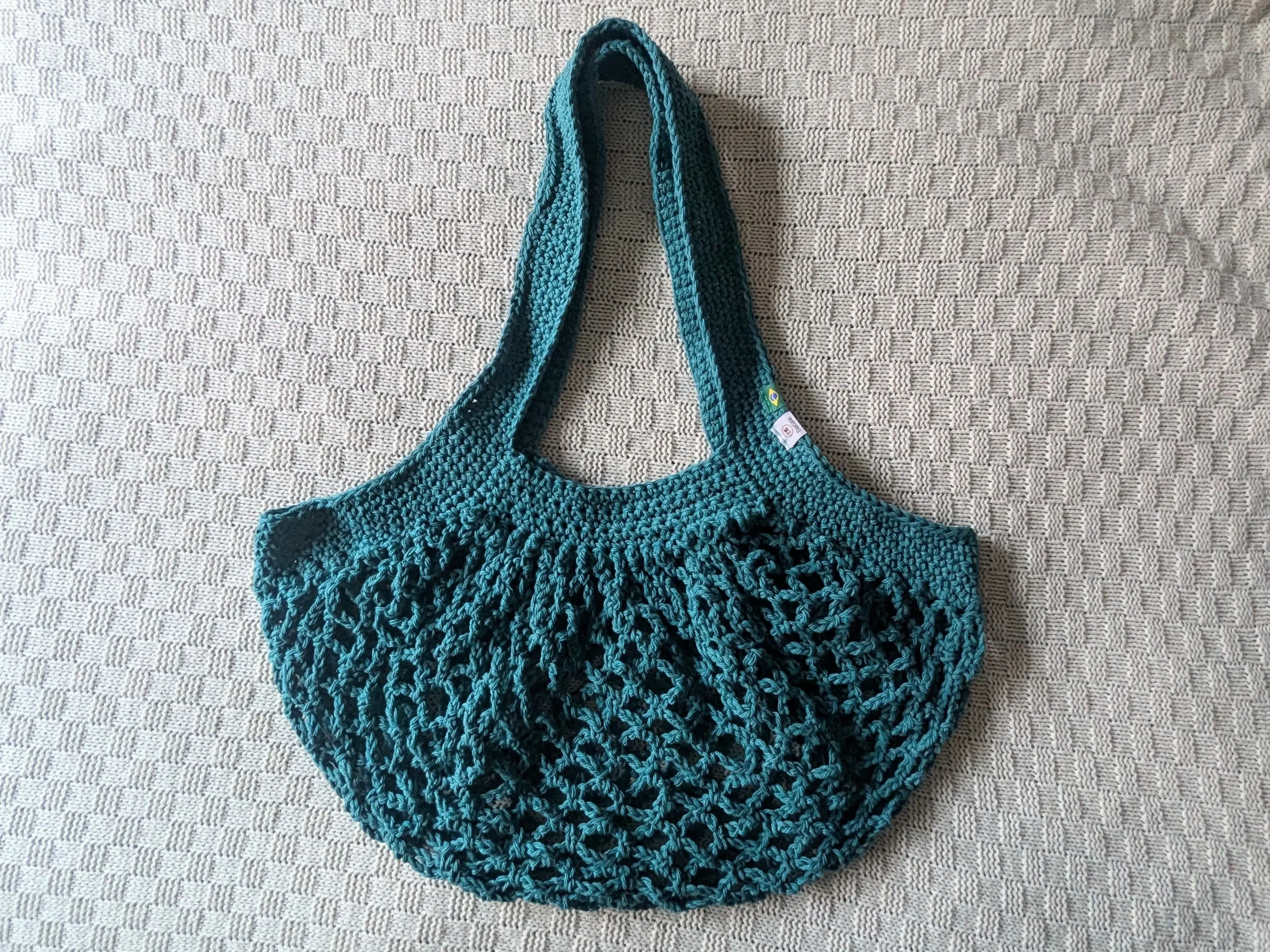 Teal Crochet Mesh Bag - Handbag Ideal for Dance Shoes