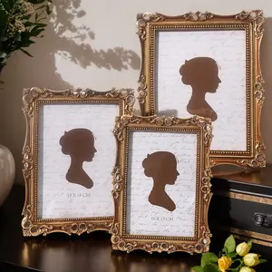 Vintage Resin Photo Frame with Vine Design, Sturdy Frame Design, European Elegant Floral Decorative Border, Hand-Painted Home Decoration, Perfect for Photography Props