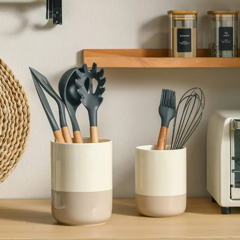 Colorful Ceramic Decorative Utensil Storage Jar, Kitchen Tool Organizer, Kitchen Organizers, Chopstick Holder, Vase, Home Decor, Tabletop Decoration, Household Essentials