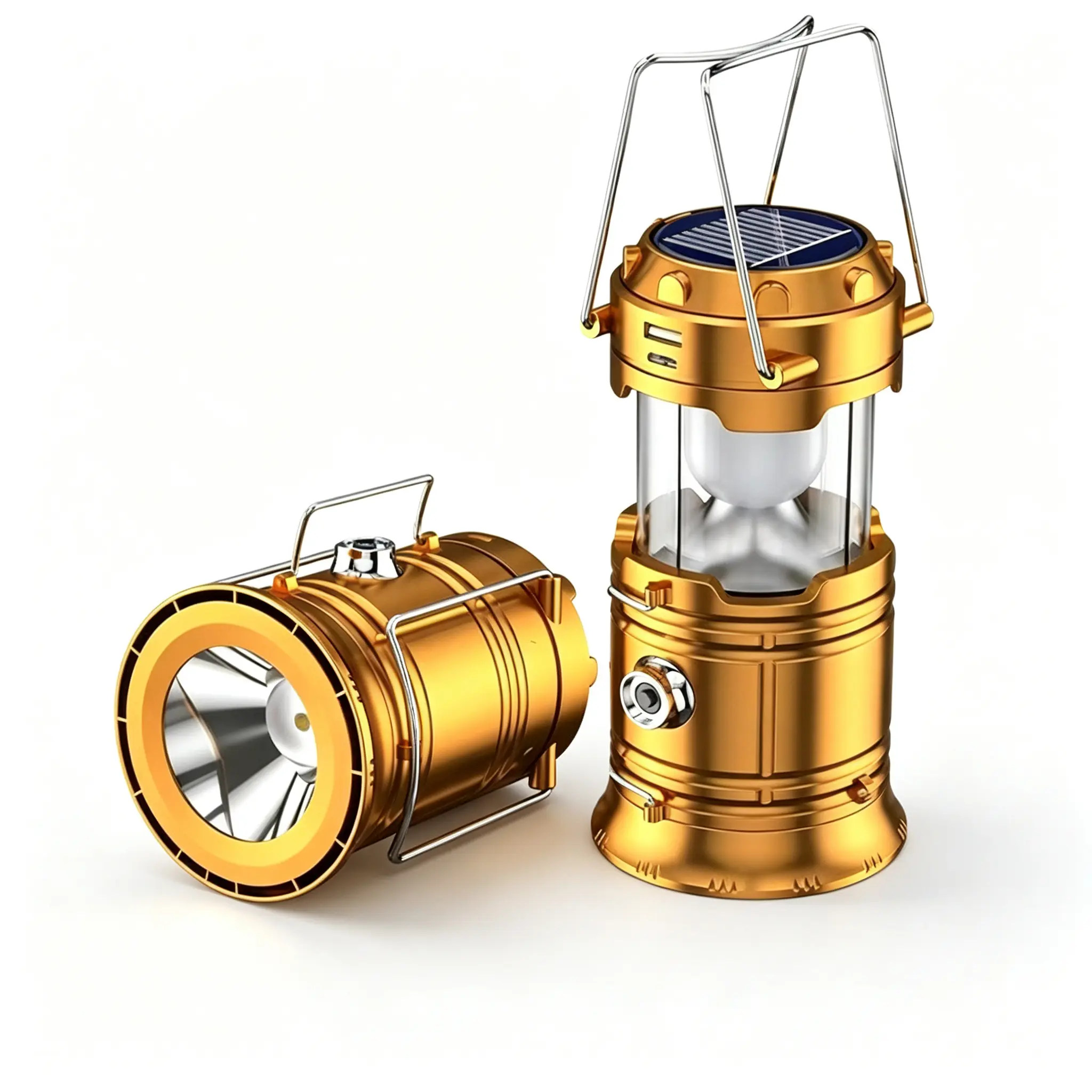 Solar Camping Lantern, Retractable LED Emergency Light, USB & Solar Rechargeable Portable Handheld Lamp for Outdoor Camping Hiking Hurricane