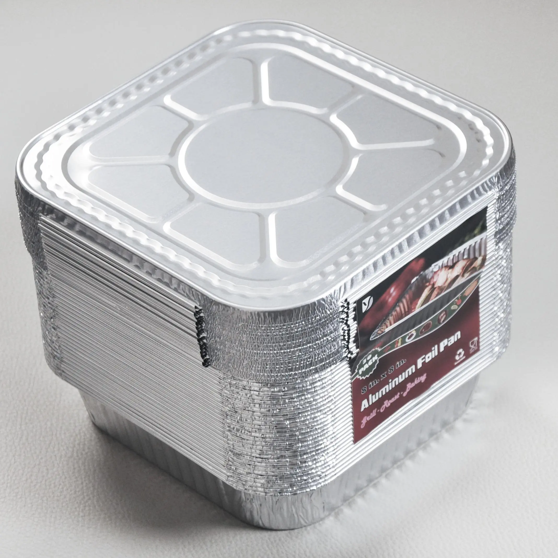 30 Pack 8x8 Aluminum Pans with lid, Disposable Foil Baking Pans | Heavy-Duty Aluminum Foil Pans for Baking, Cooking, Heating, Storing & Meal Prepping - Oven, Freezer & Grill Safe