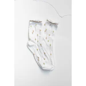 Wavy Daisy Cotton Blend Socks