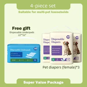 X9 Female Disposable Pet Diapers (Liquid Absorbing Nappies) with Free Disposable Underpads, Super Instant Suction, Sponge-Like Absorption, Double Leak-Proof Design, Breathable Waterproof Elastic Band, Reduced Contact Friction for Pet Lovers