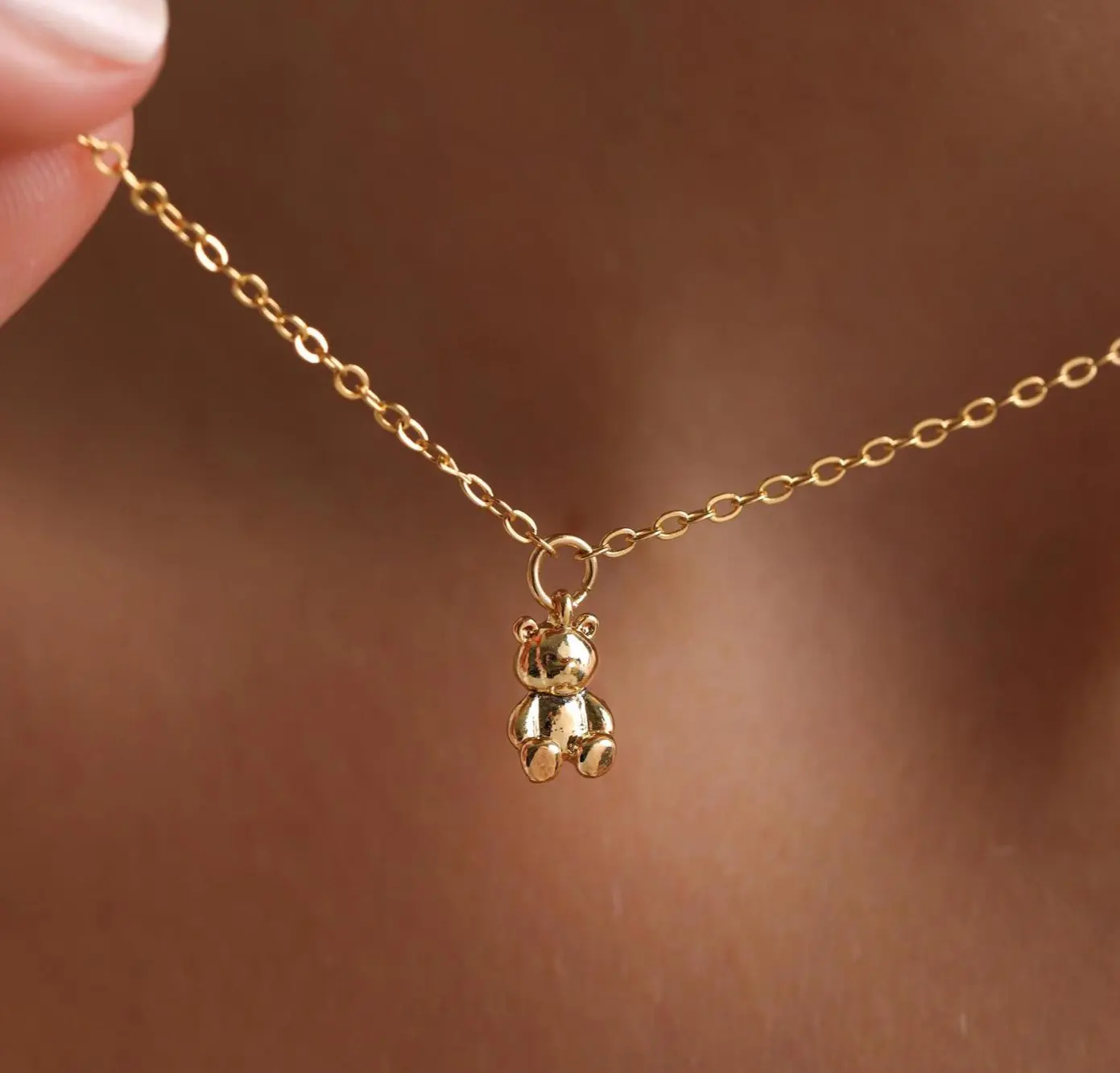 Minimalist Bear Pendant Necklace