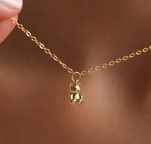 Minimalist Bear Pendant Necklace,summerwins
