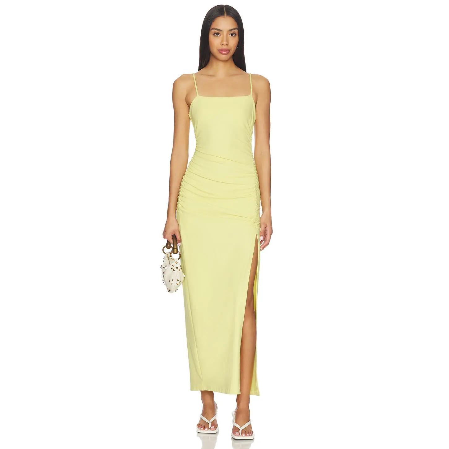 Susana Monaco String Gathered Slit Dress in Crown - TikTok Shop