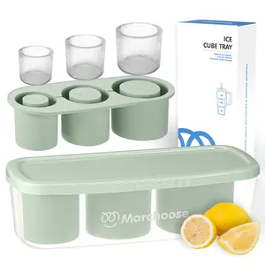 Marchoose Ice Cube Tray for Stanley Ice Mold Tumbler 30&40 Oz, Silicone Ice Mold with Lid & Bin for Freezer, Easy Push & Pop-Out Ice Mold For Stanley Cup, Cocktails, Whiskey, Drinks, Coffee (Cool Mint) Kitchen Utensils