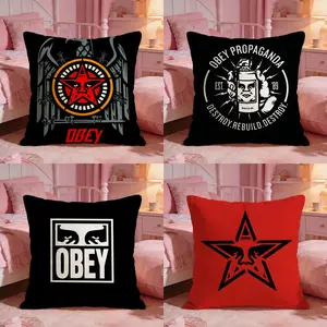 Edgy Streetwear Brand Obey Cushion Cover Ultra-Soft Reversible Plush Pillow Cover | Double-sided fluffy comfort for car, sofa, bedroom | Skin-friendly fabric | Easy clean & maintain | Stylish home decor | Perfect gift for family & friends