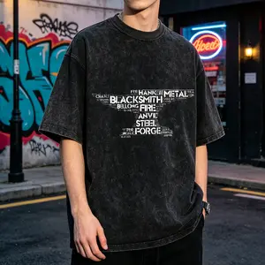 Blacksmith Metal Forge Men's Vintage Washed T-Shirt Blacksmith Metal Fire Steel Forge Oversized Graphic Tee Outdoor Casual Short Sleeve