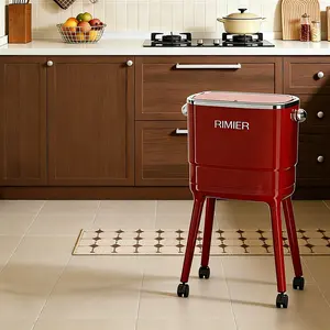 Wheeled Pedal Trash Can Tall Large Capacity - Hands-Free Waste Bin for Home Kitchen Living Room Bathroom Home Supplies