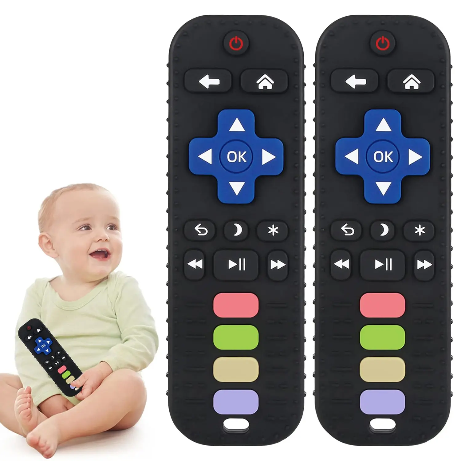 1/2pcs Teething toys for babies, teething rings, teething toys for newborns to 24 months, TV remote control design, baby-friendly teething rings suitable for boys and girls, sensory chew toys, gifts for Halloween, Christmas, and Easter