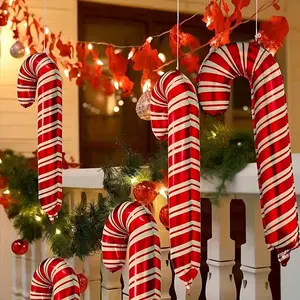 5 Large Christmas Candy Cane Foil Balloons, Striped, 33.46x15.75 Inches, Perfect for Holiday Tree Decorations