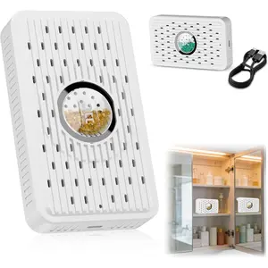 Auto Power-off USB Rechargeable Gun Safe Dehumidifier Reusable Silica Gel Moisture Absorber White for Safe 3D Printer Bathroom Bedroom Basement RV