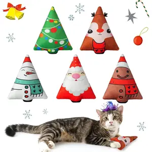 Christmas Catnip Toys Interactive Cats 5PCS Cat Nip Toy/Kitten Chew Plush Gift/Best Play Kick Stuff/Kitty Stuffed Teething Pillow/Cute and Soft Dental Gifts (5 types of Christmas decorations) CHRISTMAS CATNIP TOY SET