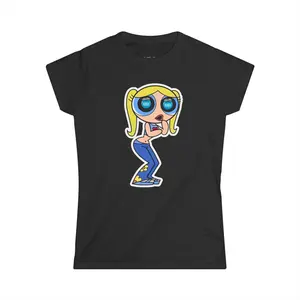 Powerpuff Bubbles Buzball Women's Tee, Girls Graphic T-Shirt, Superhero Cartoon Top, Cute Buzzball Shirt, Trendy Casual Wear
