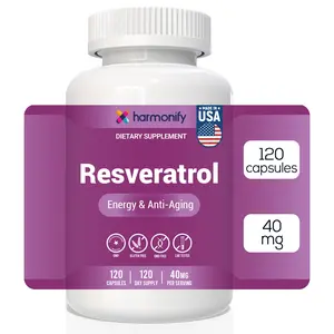 HARMONIFY Resveratrol Supplement 1800mg Capsules - Gluten Free, Vegan, 120 Capsules for Immune Support, 24 Months, Made in USA - Healthcare, Edible