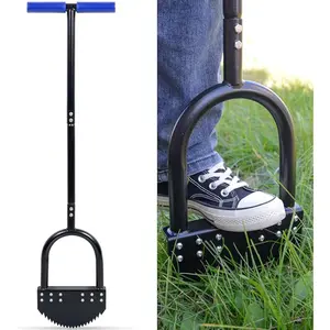 Edger Lawn Tool 41in Border Edger with Spring Steel Blade Long Rubber Handle Wide Footplate Rustproof Manganese Steel Half Moon Edger for Garden Maintenance