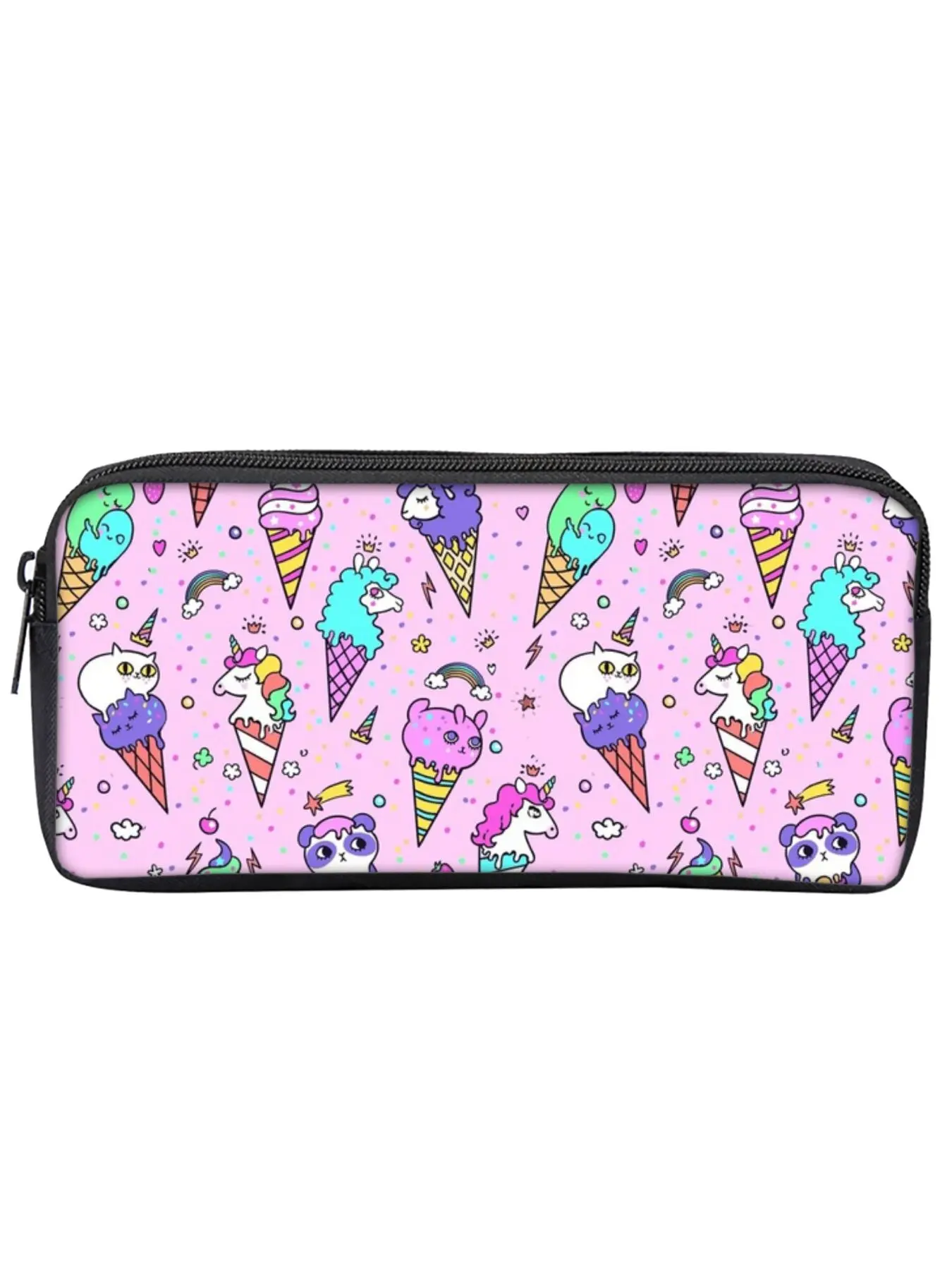 Single-layer pencil case with unicorn and pony print