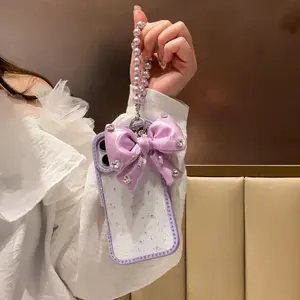 Double-Sided Rhinestone Phone Case, HD Star Sequins Glitter Frame, Includes Large Bow Bracelet, Fashion Luxury for iPhone 13/14/15/16/17 Pro/plus/pro Max