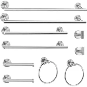 10 count Brushed Nickel Bathroom Hardware Set, 24 inch Brushed Nickel Towel bar Towel Ring Toilet Paper Holder Robe Towel Hook, SUS304 Stainless Steel Bathroom Accessory Set