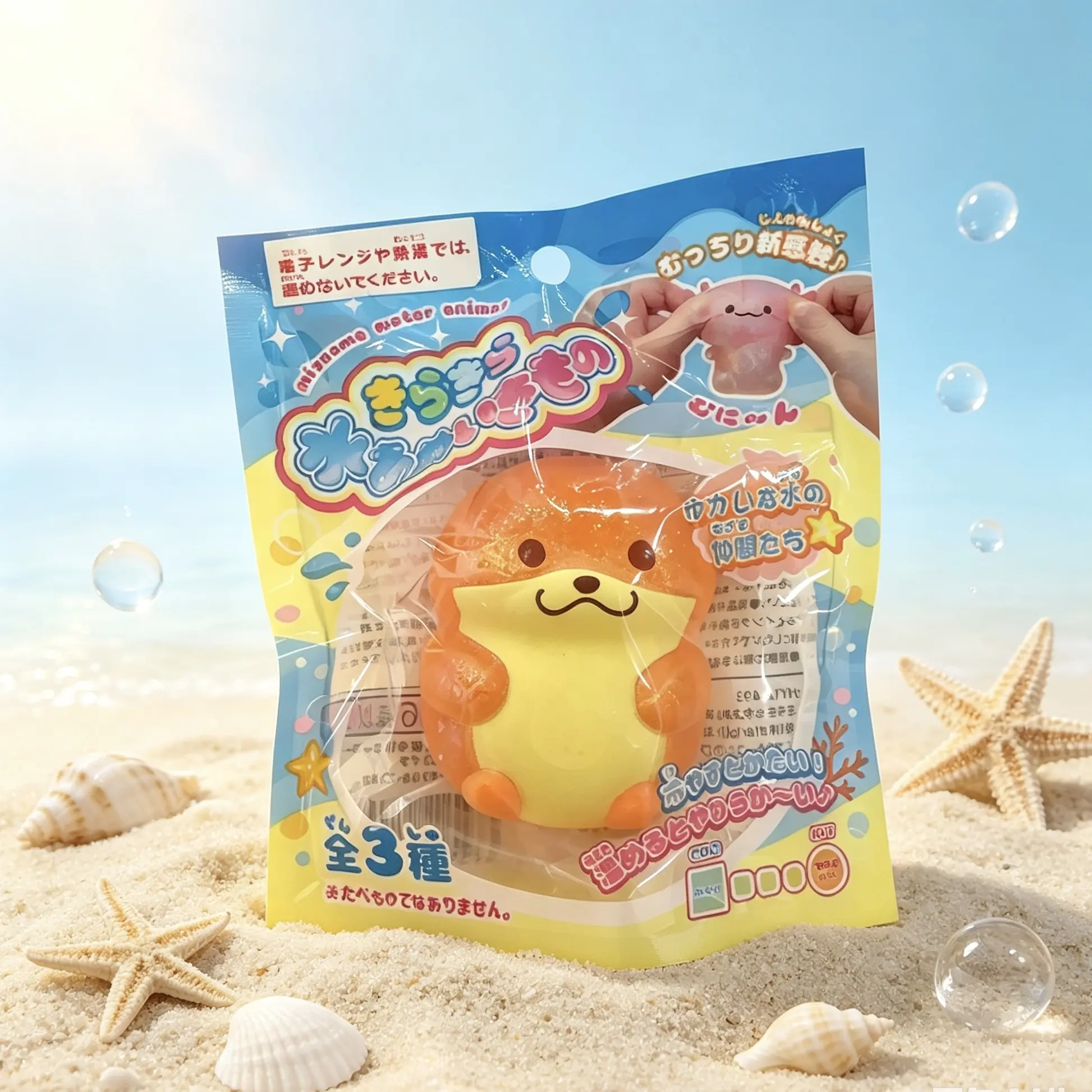 Glitter Sea Otter Jelly Squishy Pinch Toy, Japanese Original Package Soft Squeeze Fidget Toy, Embedded Fine Glitter Inside, Kawaii Chubby Animal Stress Relief Toy, Cute Otter Squishy for Desk Decor, Ideal Birthday Gift for Girls Kids Squishy Collectors