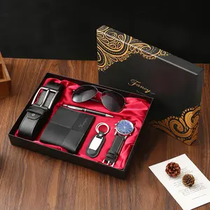 Luxury Men's Business Casual Fashion Accessory & Costume Set - Watch, Sunglasses, Belt, Wallet, Diamond-Like Crown, Sash Bandana, Cute Cat Cosplay Outfit, Boyfriend Birthday Gift