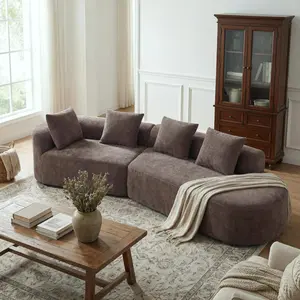 116-inch modern curved corner sofa  chaise lounge, filled  high-density fully compressed foam, two-piece set, fully assembled, features a right-side armrest, suitable for living rooms or lounges Oversized Reading Chair with Ottoman bean bag tv stand