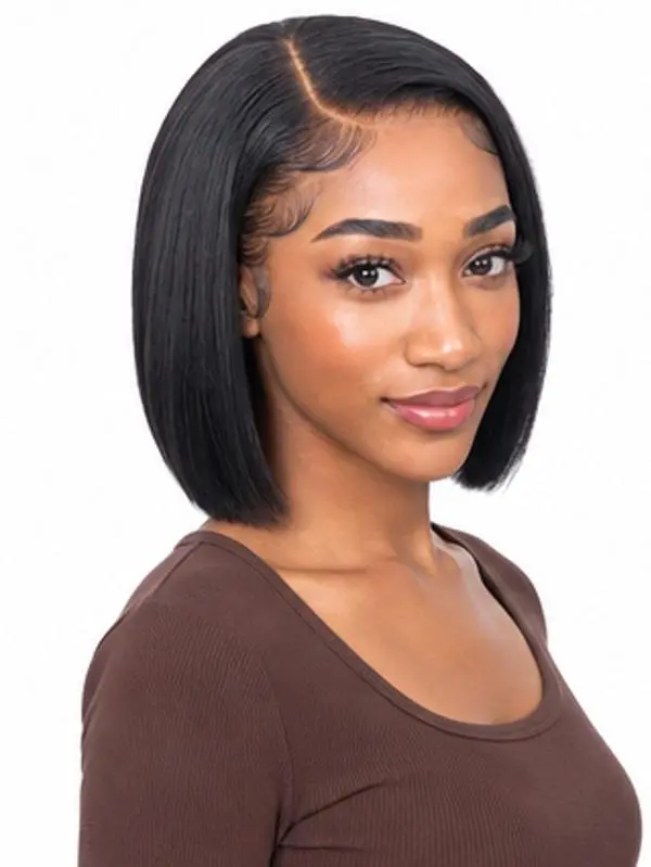 Shewell Straight Bob Human Hair Lace Front Wig, 13*4 Lace Frontal Wig, 180 Density, Glueless Drawstring, Pre-Plucked, Ready-to-Wear for Black Women