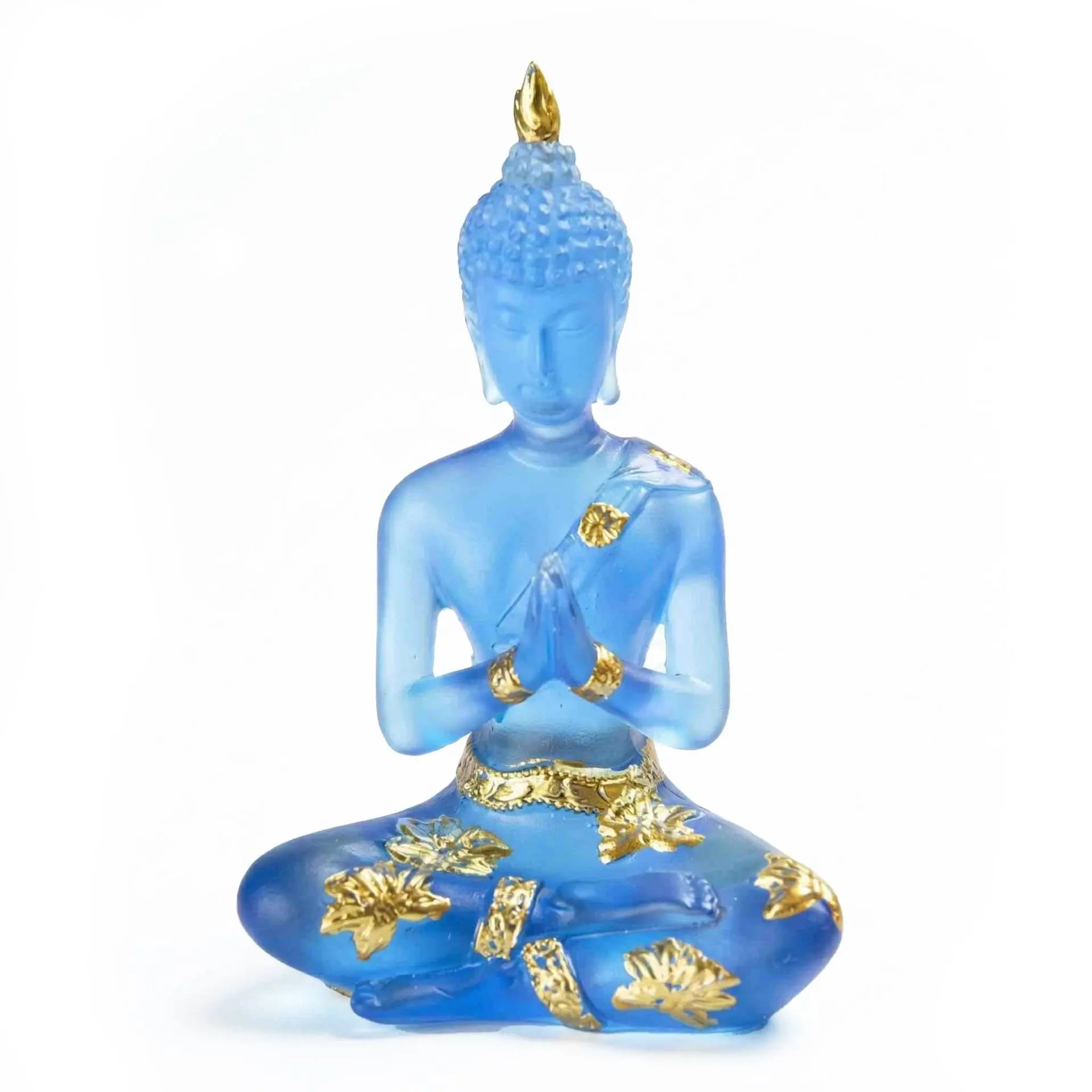 Buddha Blue &amp; Gold Statue — Meditation, Peace &amp; Serenity Décor Figurine