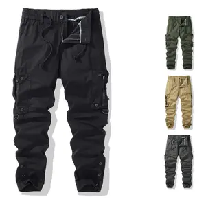 Men’s Multi-Pocket Zippered Cargo Jogger Pants - Elastic Drawstring Waistband, Durable, Breathable, Colorful, Full-Length, Button-Free, Multi-Purpose, Plain Beige Menswear for Everyday Outdoor Casual Use, Colorful Men's Pants, Full-Length Men's Pants