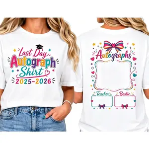 Double-sided Printing Autograph T-shirt End of School Memory T-shirt