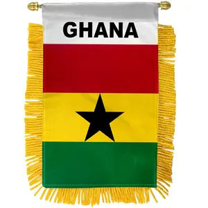 Ghana Mini Double-Sided Plastic Flags with Plastic Hanger, Party Decor Hanging Wall Decor Flags, Festive Home Supplies Backdrop
