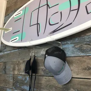 Surfboard Rack - Clear Acrylic Wakesurf Board Rack w/Hooks