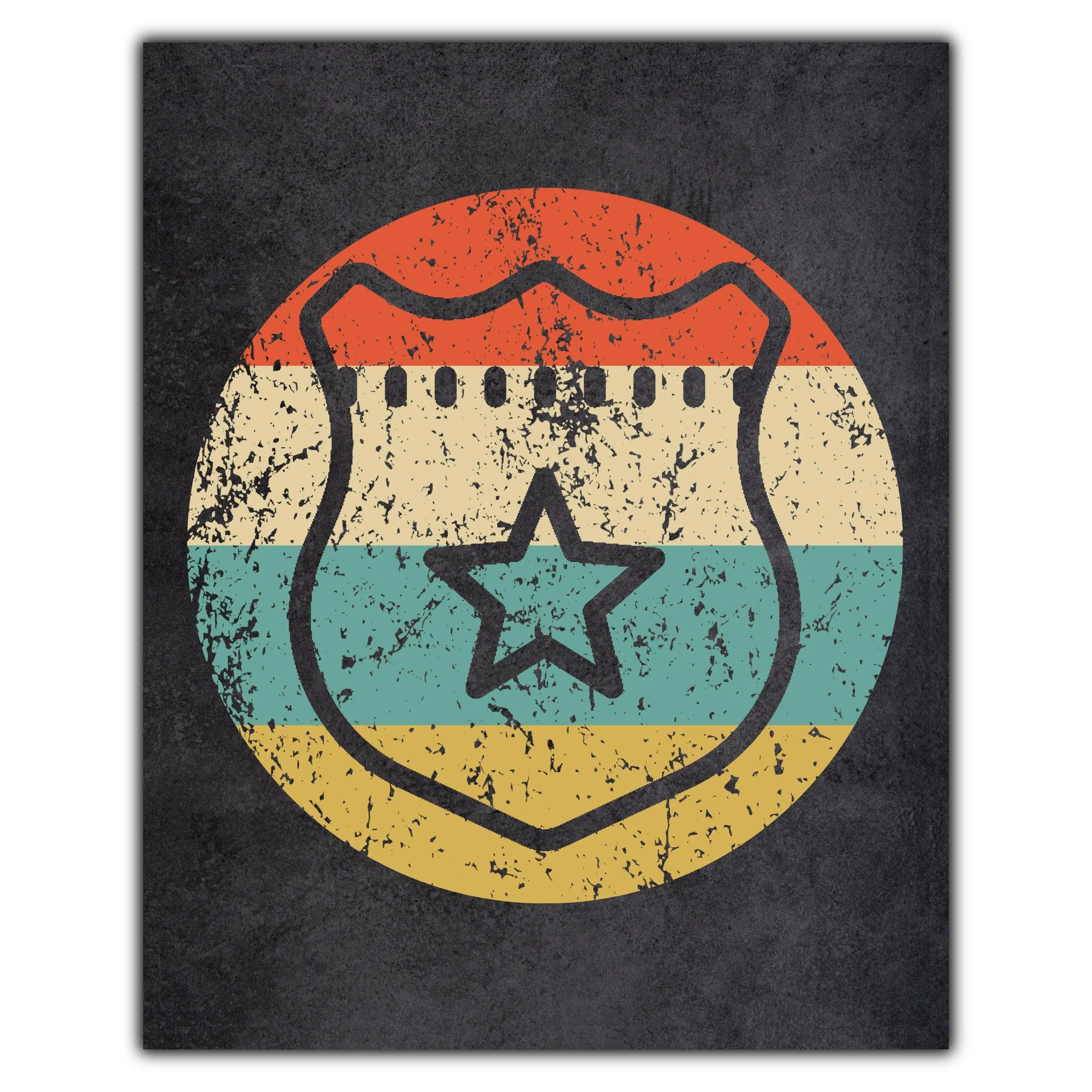 Police Badge Policeman Icon Retro 8"x10" Wall Art Print